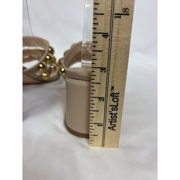 AGL Attilio Giusti Leombruni Strappy Sandals Beige Leather Gold Studs Size 40 - Picture 4 of 12